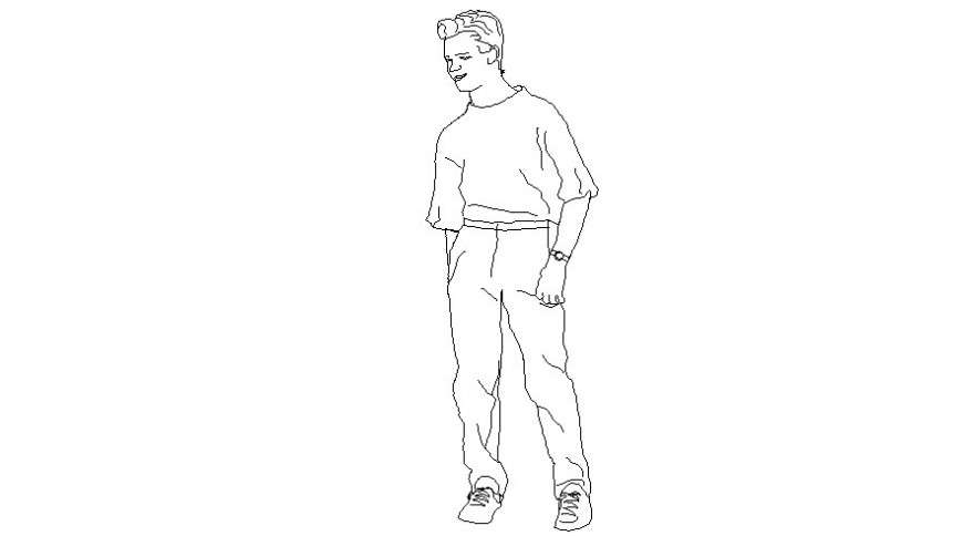 Man drawings 2d view elevation people blocks autocad file