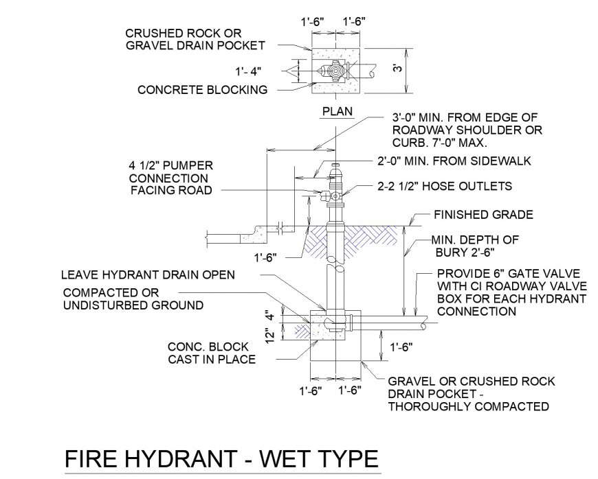 Mechanical Fire Hydrant Detail dwg file