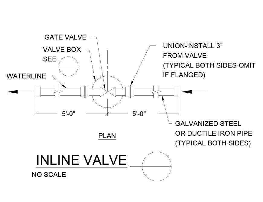 Mechanical Inline Valve section plan layout file