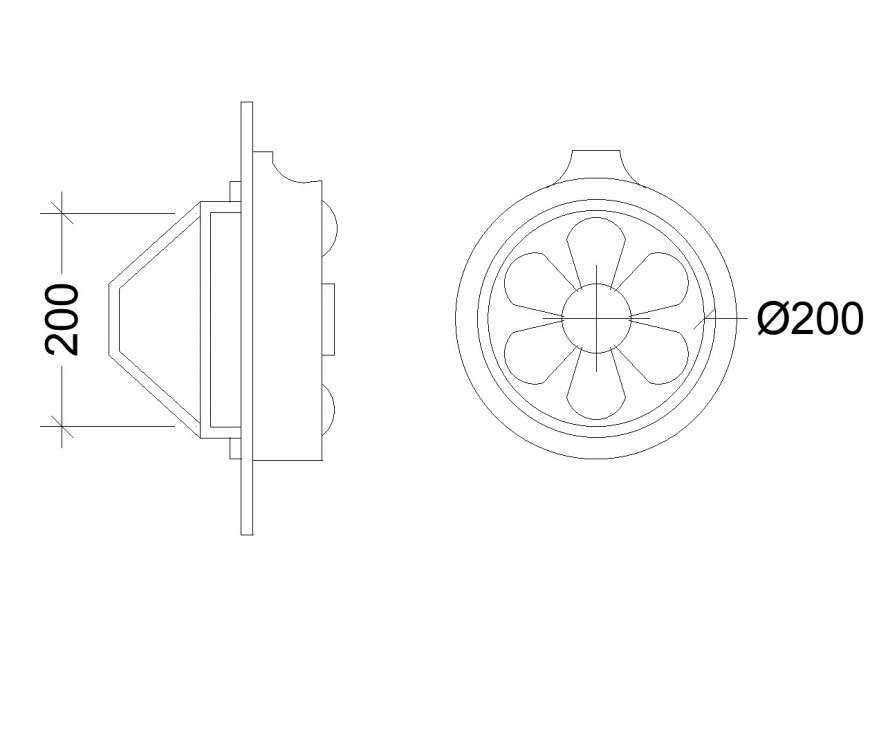 Mechanical Window Exhaust Fan autocad file
