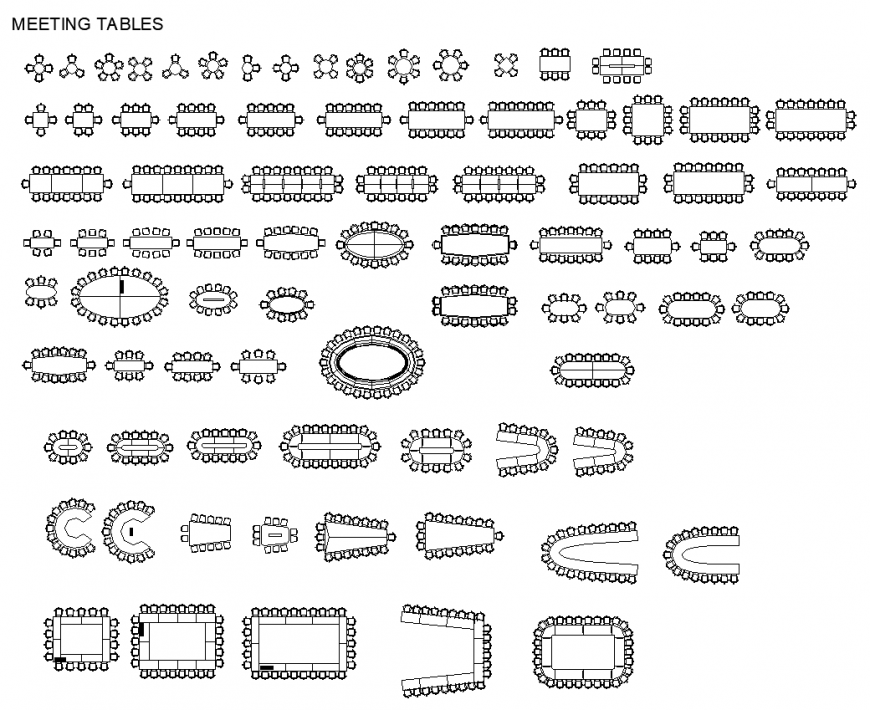 Meeting table furniture block in dwg file.