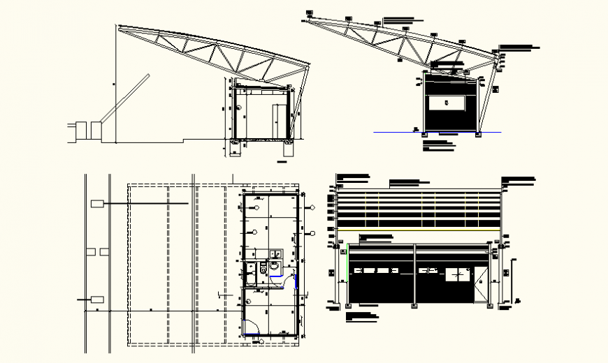 Metal construction detail elevation and plan autocad file