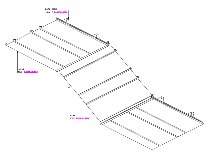Metal suspended ceiling 2 hunter Douglas structure details dwg file