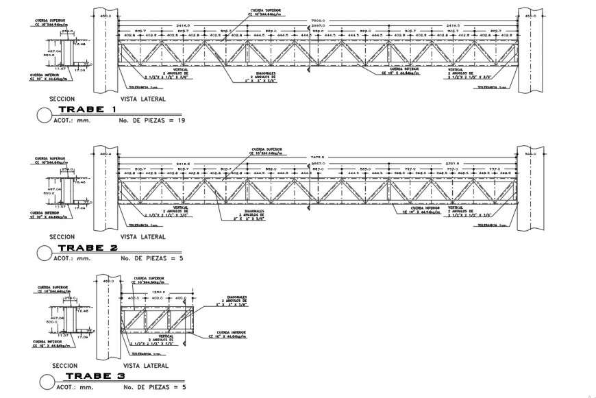 Metallic structures plan and section autocad file