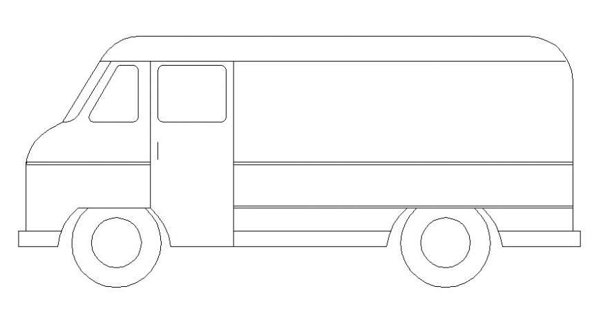 Mini bus details drawing 2d view of transportation units dwg file