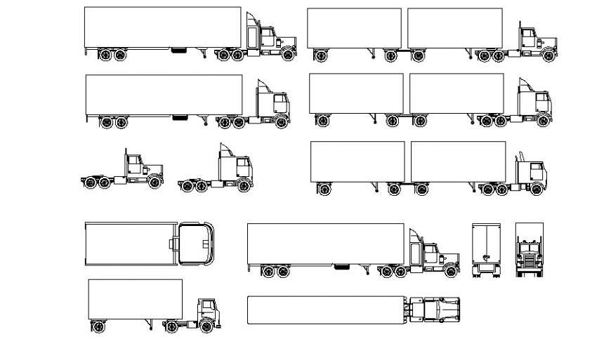 Miscellaneous heavy transportation truck blocks details dwg file