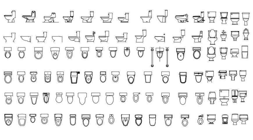 Miscellaneous toilet sheet 2d blocks cad drawing details dwg file