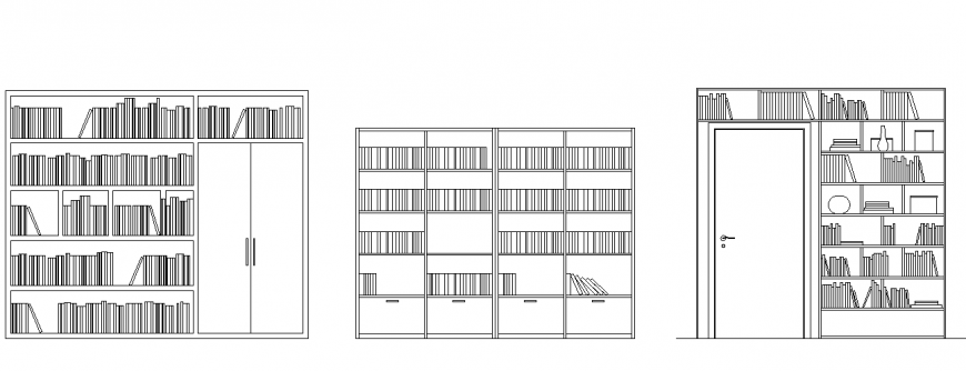 Modern Book Shelves Elevation Design