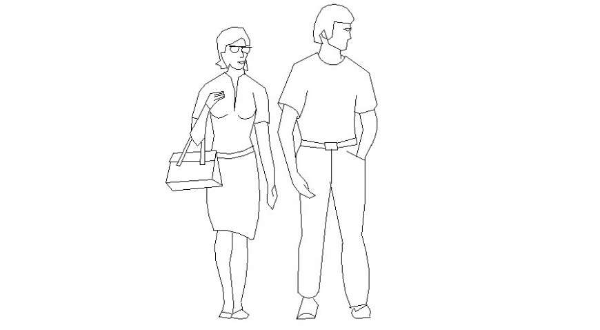 Modern couple block in AutoCAD file