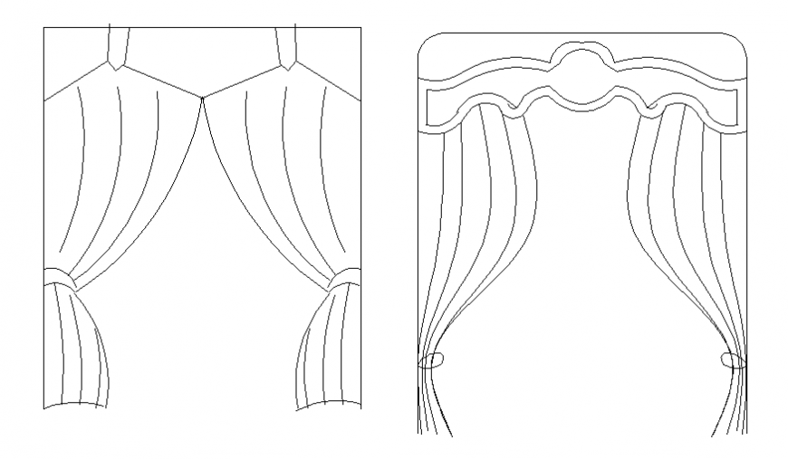 Modern curtains 2 d cad block autocad file