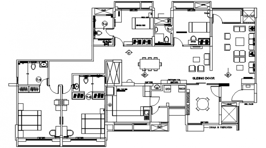 Modern house top view plan details