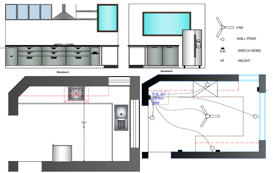 Modular kitchen drawing autocad file