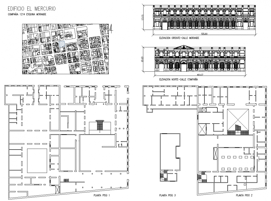 Monumental building drawing in dwg file.