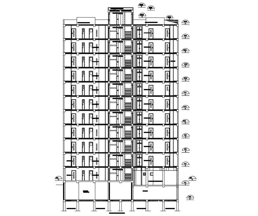 Multifamily apartment elevation design cad file