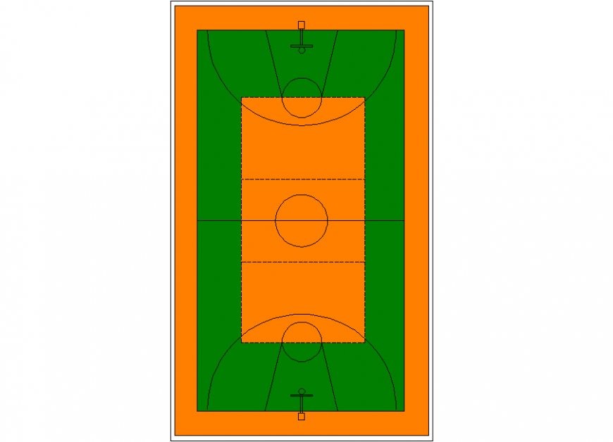 Multifunctional court drawing in dwg file.