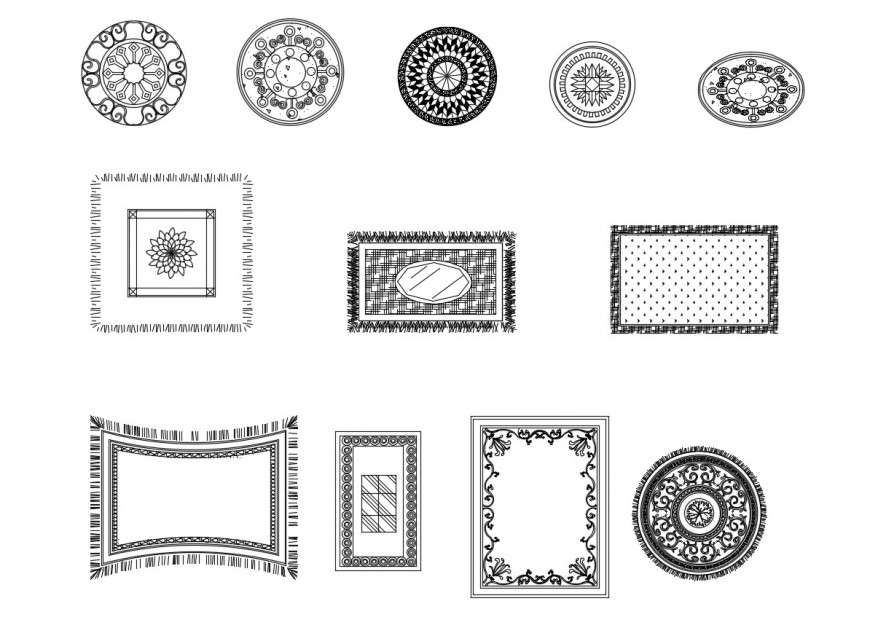 Multiple carpet 2d elevation blocks cad drawing details dwg file