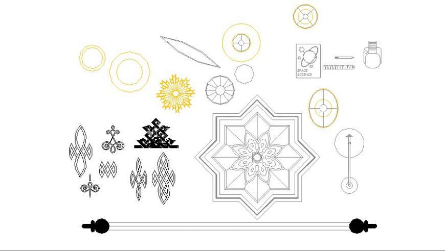 Multiple decorative household 2d blocks cad drawing details dwg file