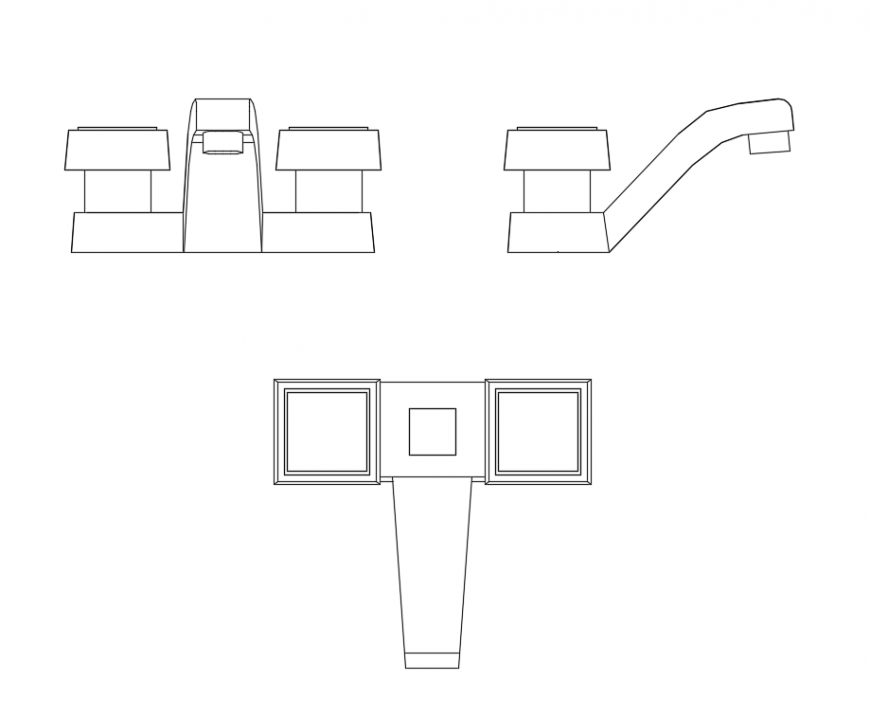 Multiple designer taps cad block design dwg file