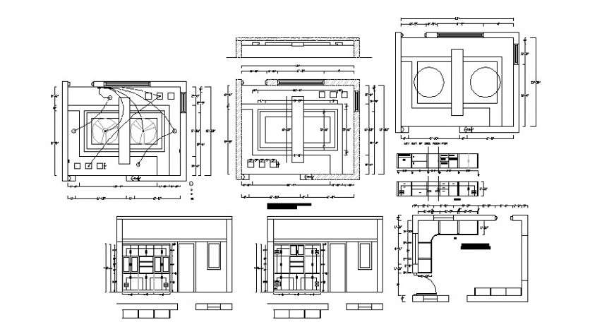 Multiple drawing room furniture cad drawing details dwg file