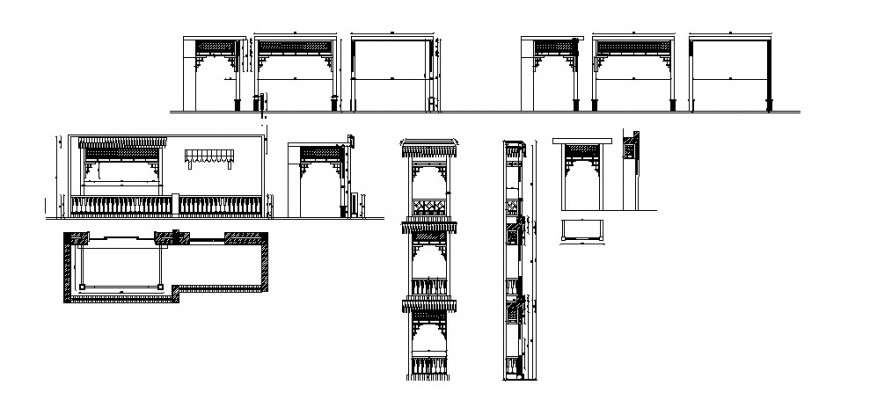Multiple gate elevation blocks cad drawing details dwg file