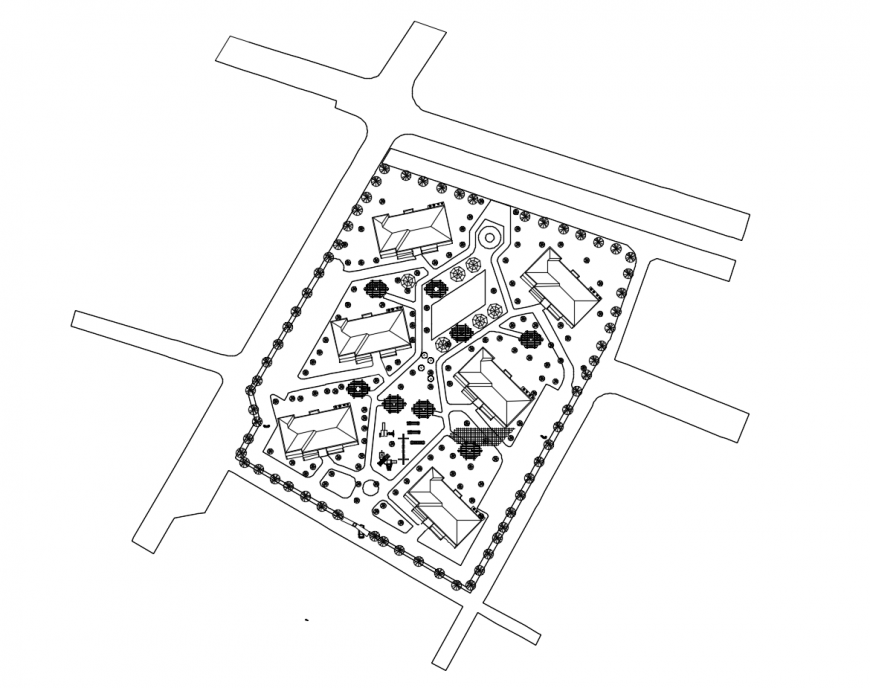 Multiple residential houses site layout plan cad drawing details dwg file