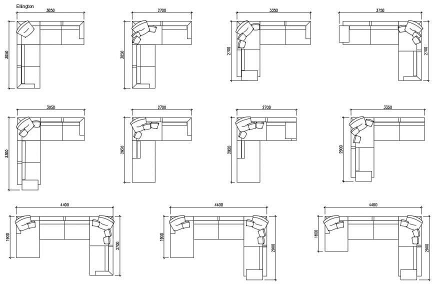 Multiple sofa set and drawing room 2d furniture blocks drawing details dwg file