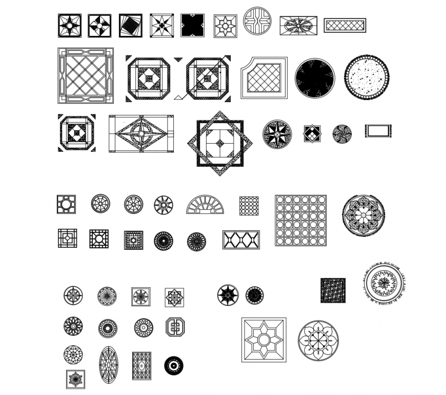 Multiple tiles, carpet and interior design blocks cad drawing details dwg file