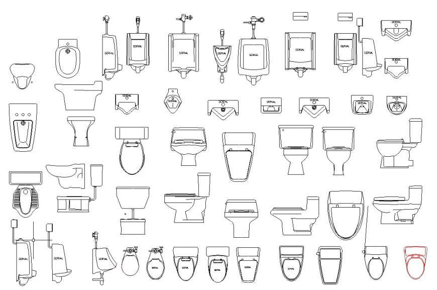 Multiple urinal and toilet sheet elevation blocks drawing details dwg file