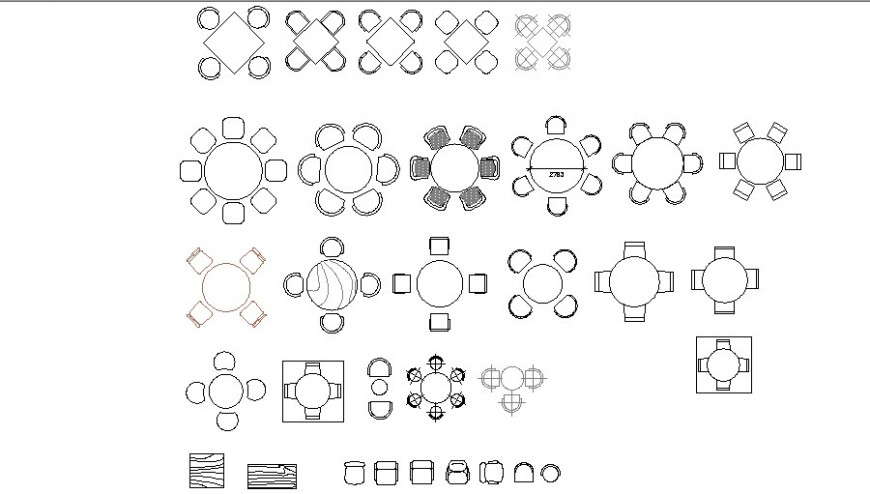 Multiple wooden dining table elevation blocks dwg file