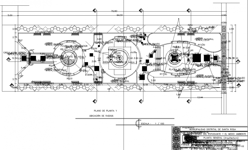 Municipal garden top view plan drawing in dwg AutoCAD file.