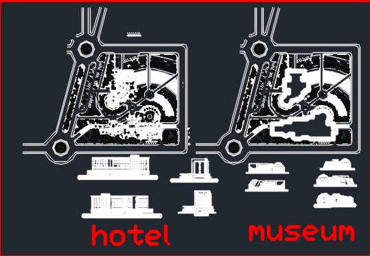 museum and hotel dwg file