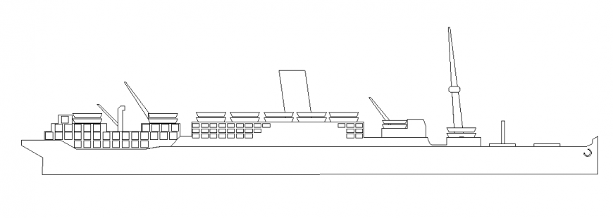 Nave merci prospetto plan autocad file