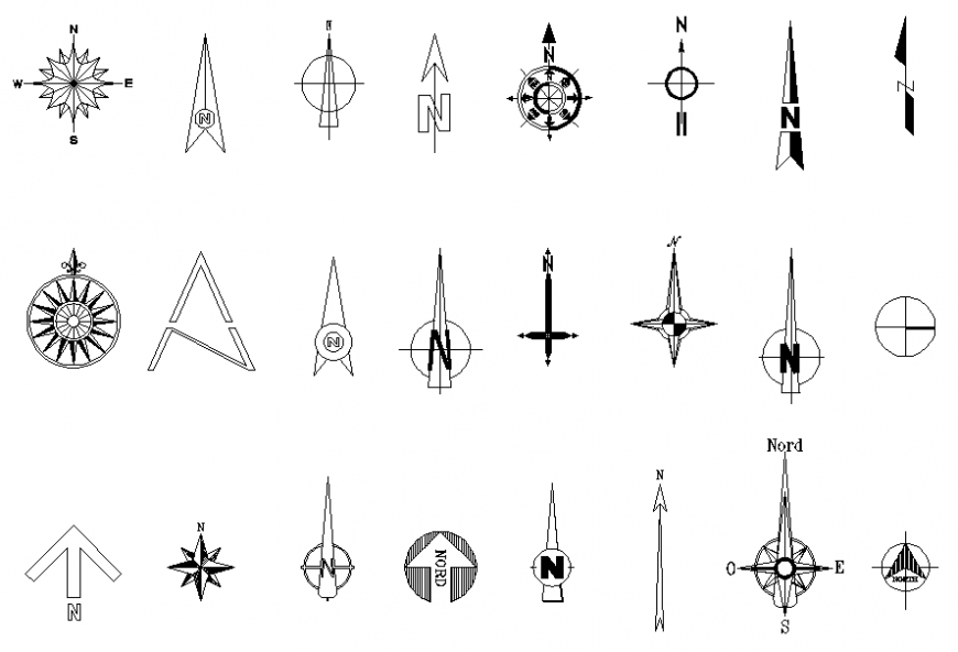 Nord vector symbol plan autocad file