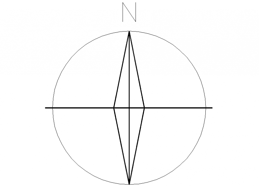 North direction round shape arrow detail dwg file