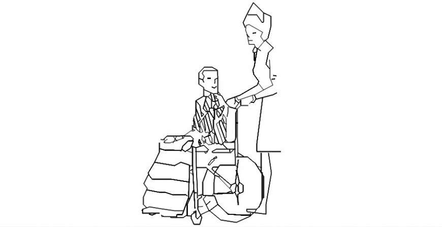 Nurse with a patient on wheelchair block