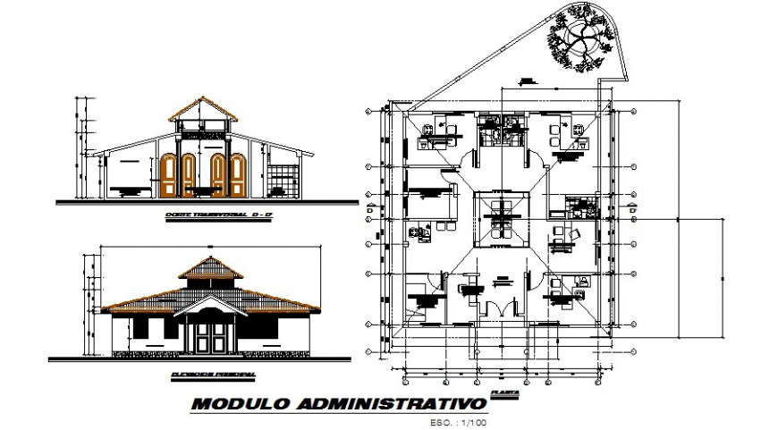 Office administration building AutoCAD drawing