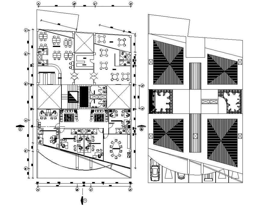 Office building floor and roof detail cad file