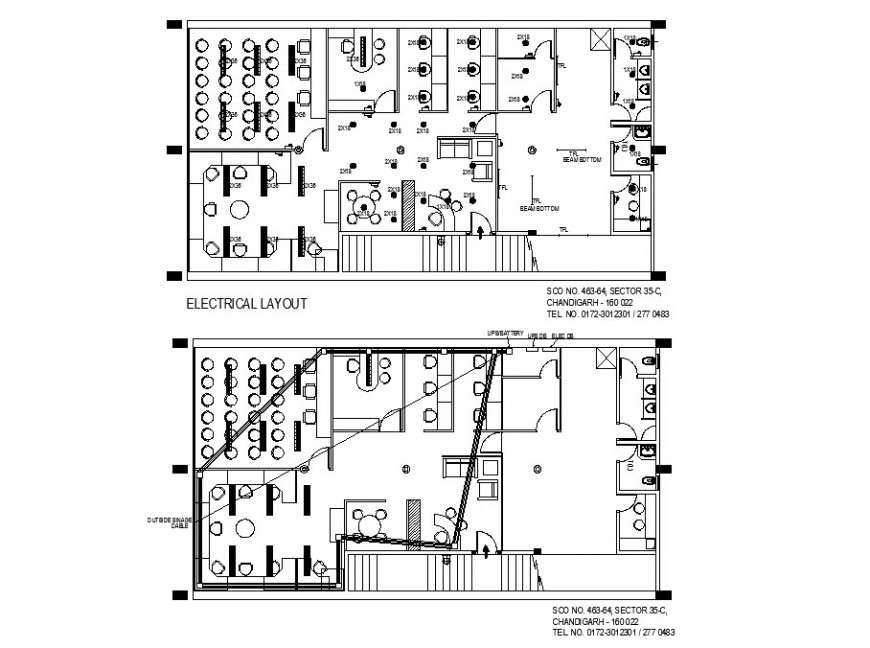 Office building floors electrical layout plan and plan cad drawing details dwg file