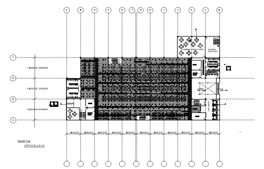 Office building top view layout plan detail dwg file