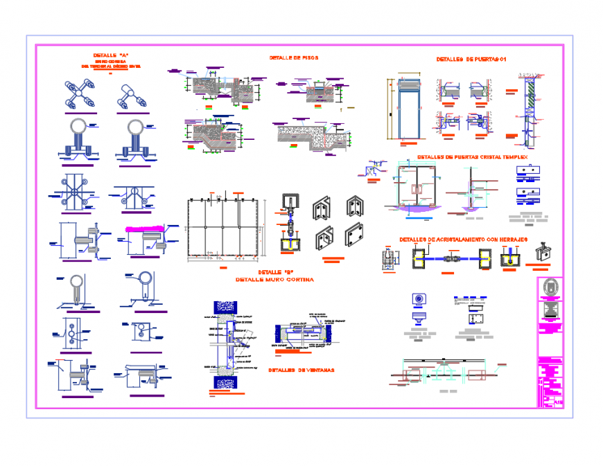 Office development doors and windows model 5th floor constructive structure details dwg file