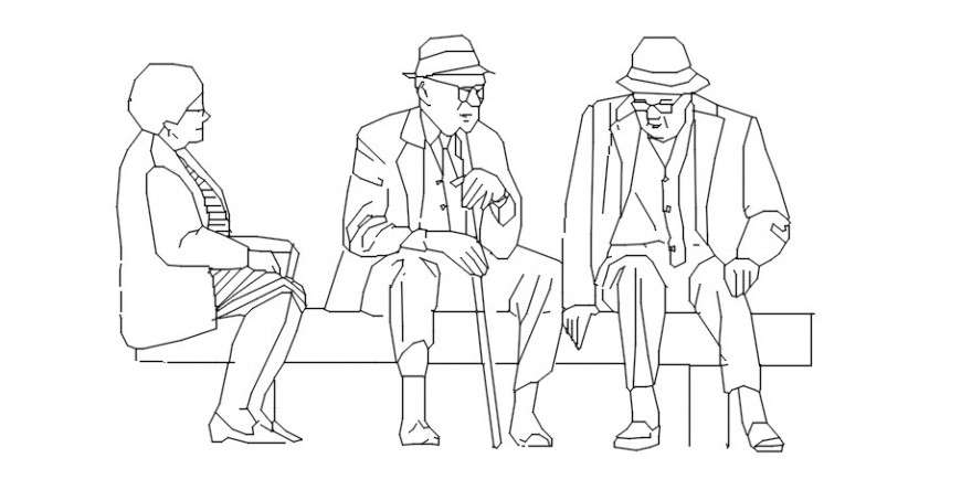 Old aged people blocks drawings detailing autocad software file