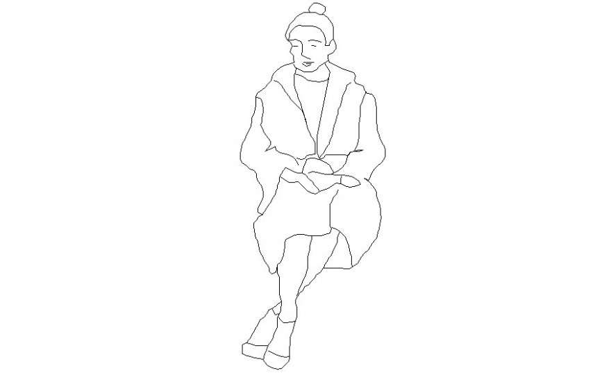 Old women blocks detail 2d drawing elevation in autocad