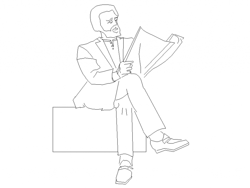 One bench elevation detail dwg file