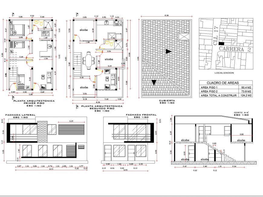One family housing design plan autocad file