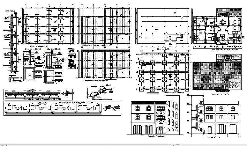 One family small house detailed architecture project dwg file