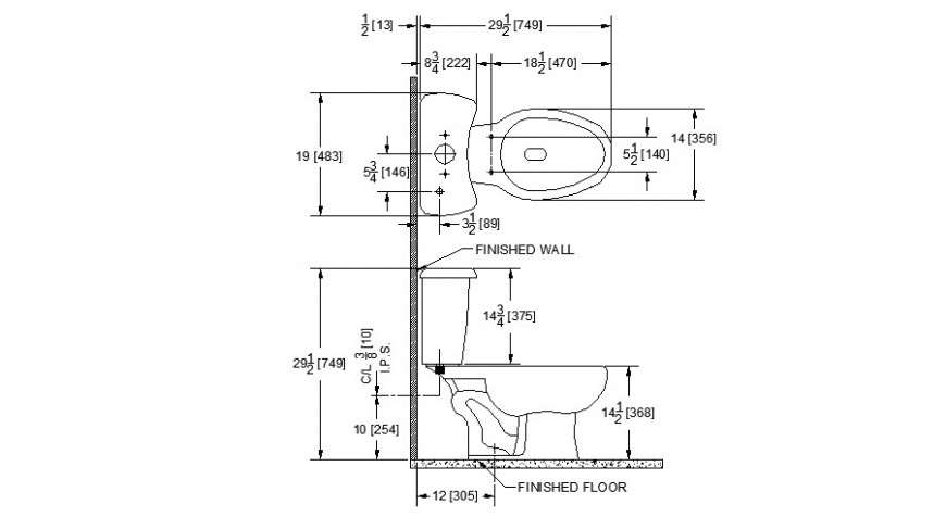 Open type water closet sanitary view in auto cad