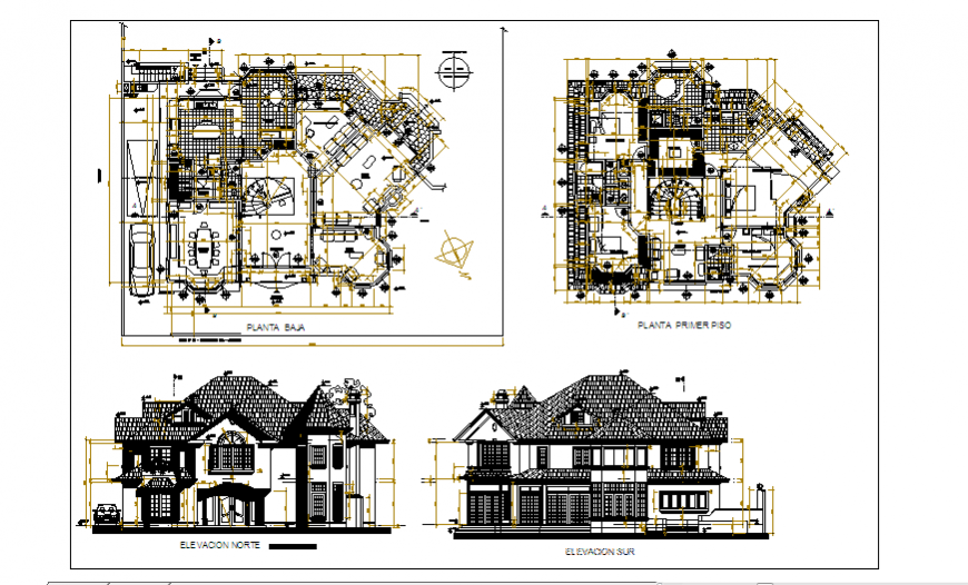 Option layout of architectural project design drawing of big house design