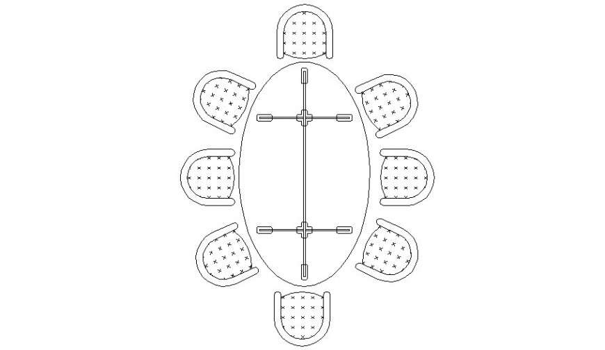 Oval shape table and chair drawing details in AutoCAD