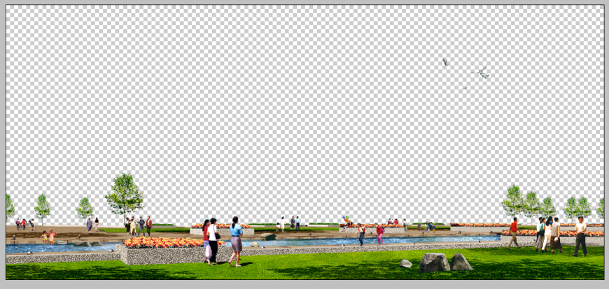 Park 3d model detail elevation Photo shop file