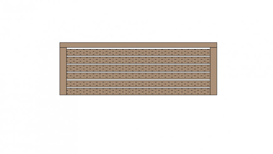 Park Bench CAD Layout with Colored Top View in DWG Format